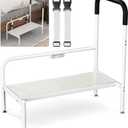 Bed Step Stool for Adults, Bedside Steps for Elderly Seniors with Non-Slip Handle & LED Light, Stable Assist Rail for High Beds