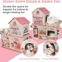 Cardboard Cat Houses for Indoor Cats - Kitten Scratcher Houses & Condos, Donuts Themed Hut Hideout Play House Bed with Scratching Pads, Scratch Box for Large Kitty Rabbit Bunny Small Animals