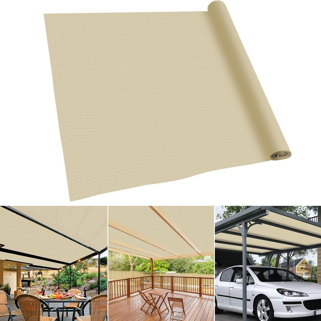 Shade Fabric Roll 8' x 15' UV Block Canopy Cloth Sunshade Cover for Outdoor Backyard Garden Greenhouse Patio Deck Pergola, Beige