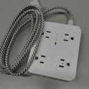 Surge Protector Power Strip - HANYCONY 8 Outlets 4 USB (2 USB C) Charging Ports, Multi Plug Outlet Extender, 5Ft Braided Extension Cord, Flat Plug Wall Mount Desk Charging Station for Home Office ETL (White)