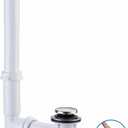 Tubular Bath Tub Drain Kit 1-1/2" with Brushed Tip-Toe Bathtub Drain Stopper, Welsan Touch-Toe Bath Plug Waste and Overflow Face Plate, PVC Plastic Pipe (Brushed Nickel)