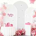 Hemmotop White Arch Backdrop Cover, Set of 3 (7.2/6.6/6 ft) Wedding Arch Stand Cover, Arched Stretchy Spandex Backdrop for Birthday Party, Baby Shower, Graduation, Banquet Decoration, 3 Pieces