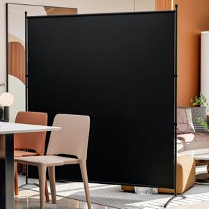 Room Divider 63''W x 71''H Large Single Panel, Privacy Screen for Room Partitions, Portable Room Divider Screen for Room Separtion, Freestanding Fabric Wall Divider for Office, School, Room Separator (Black)