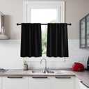 KGORGE Short Blackout Curtains 36 inch Length for Kitchen, Energy Saving Black Out Privacy Shades Drapes Half Windows Curtains for Bathroom Basement, W34 x L36 inches, Black, 2 Panels