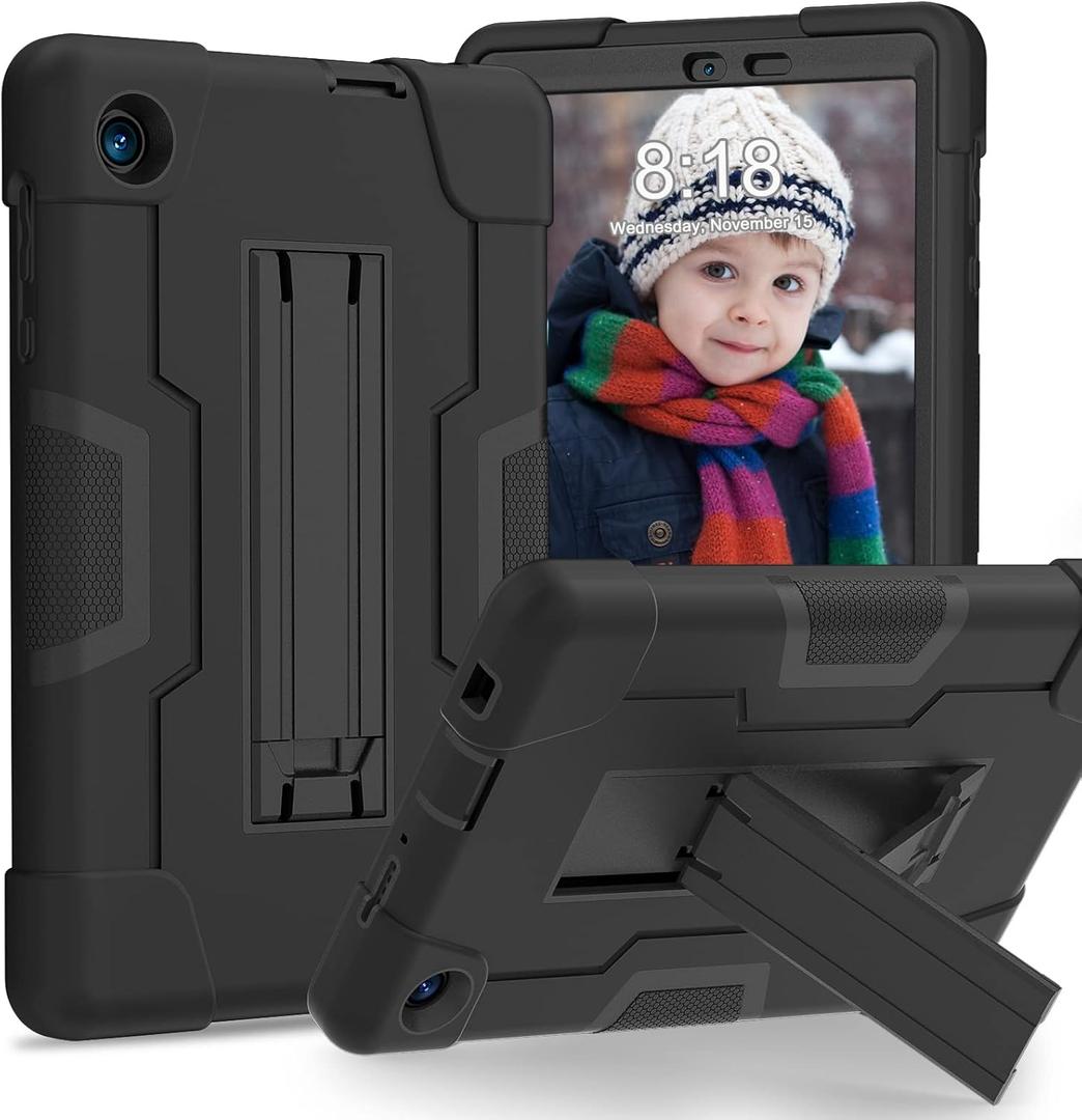 Bingcok for TCL TAB 8 LE Case, TCL TAB 8 Case for Kids, Heavy Duty Rugged Full-Body Hybrid Shockproof Drop Protection Cover for TCL Tab 8 LE (Model:9137W) 2023/TCL Tab 8 WiFi (Model:9132X) (1-Black)