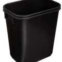 Amazon Basics Small Rectangular Commercial Office Wastebasket, Easy to Clean, 3 Gallon, Black, 2-Pack