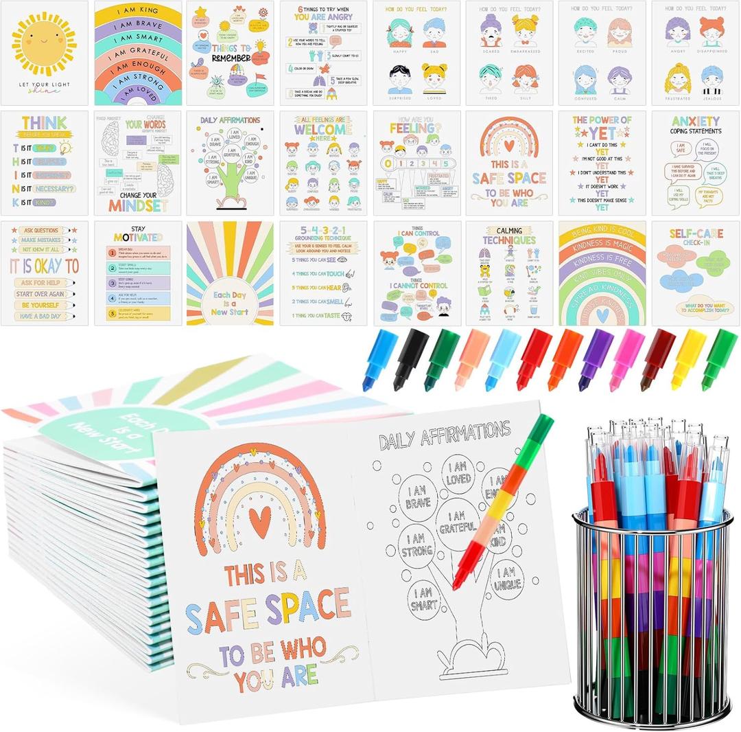 TaoBary 50 Sets DIY Christmas Painting Coloring Book Bulk Art Therapy Theme Craft Crayon Draw Beautiful Coloring Book for Adult Women Men Relaxation, Reducing Anxiety, Mindfulness, Stress Relief