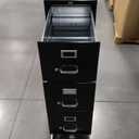 OfficeMax 4 Drawer Vertical File Cabinet with Lock, Metal Filing Cabinets with 4 Drawers for Hanging Files and Letter Files, 26.5" Deep, Black