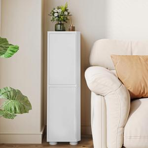 Hzuaneri Corner Bathroom Cabinet,Small Corner Floor Cabinet with 4 Doors, 9.1"D x 9.1"W x 30.9"H