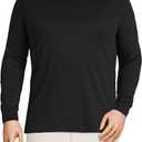 Lands' End Men's Supima Cotton Mock Turtleneck Shirt (Small, Black)