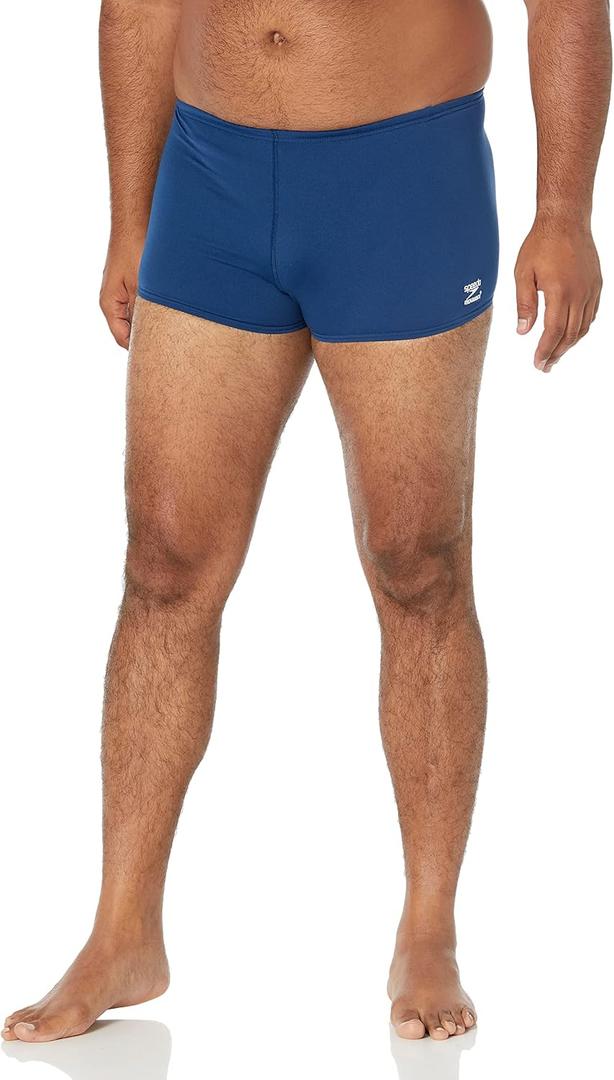 Speedo Mens Swimsuit Square Leg Endurance+ Solid (Blue)
