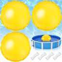 Capoda 3 Pcs Pool Pillows for Above Ground Pools 4 x 4 ft Winter Pillow Ultra Thick & Cold-Resistant 0.2 mm PVC Air Pillow for Winterizing Rope Included (Round,Yellow)