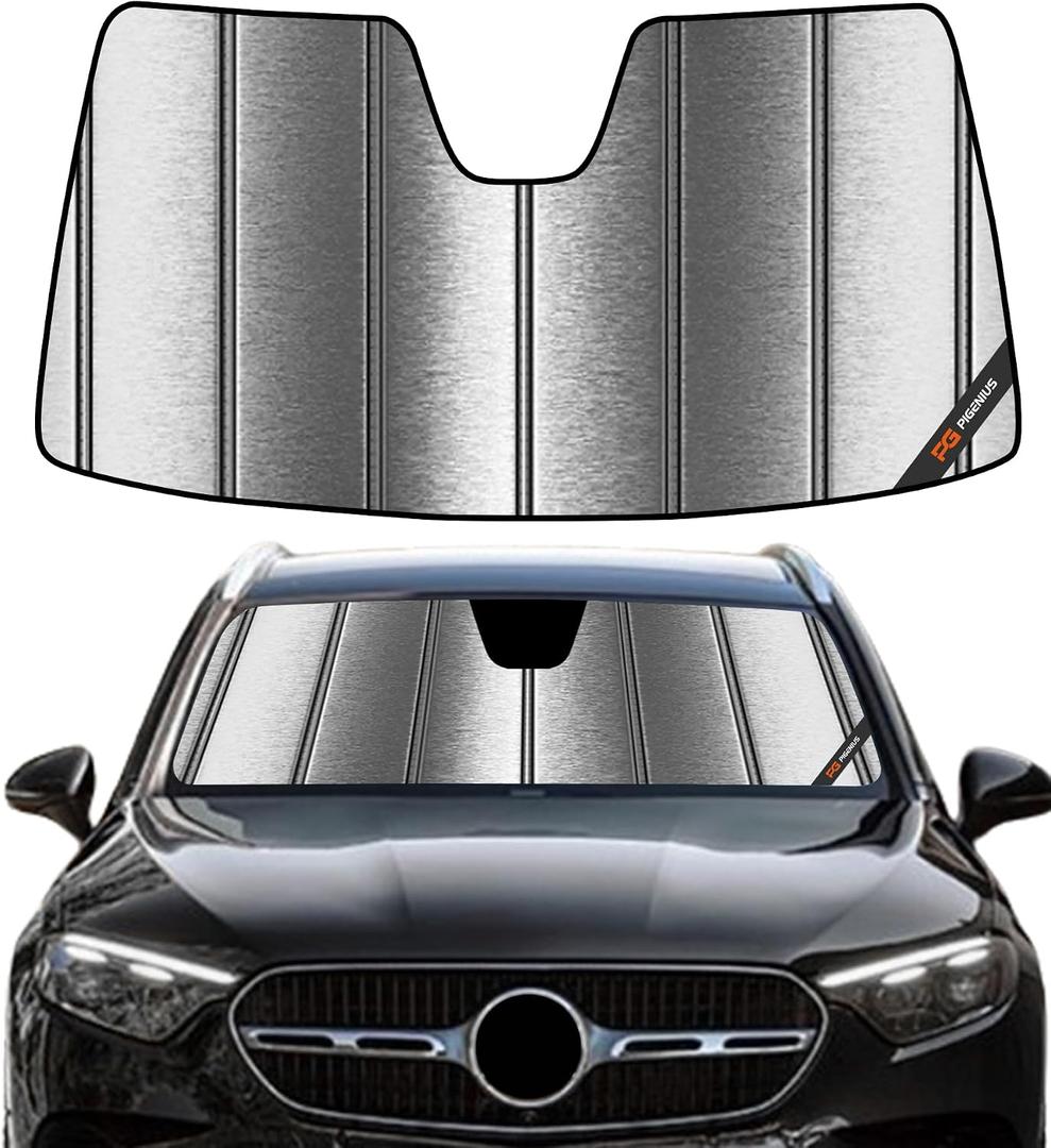 Pigenius Windshield Sun Shade for Mercedes-Benz GLE/GLS SUV 2020-2026 Front Window Sunshade - Metallic