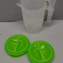  2 Pack 1 Gallon Plastic Straining Pitcher with Lid and Handle - Measurements, Ideal for Cold Drinks, Iced Tea and Beverages - Green