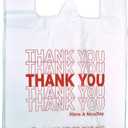 Thank You Plastic Bags - Size - 11" x 6" x 21" - White - Grocery, Shopping Bag, Restaurants, Convenience Store.