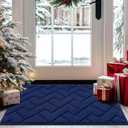 hicorfe Indoor Doormat, Front Back Door Mat TPR Backing Non Slip Mats 20"x31.5" Absorbent Resist Dirt Entrance Doormat Inside Floor for Entryway Washable Low-Profile(Navy Blue)