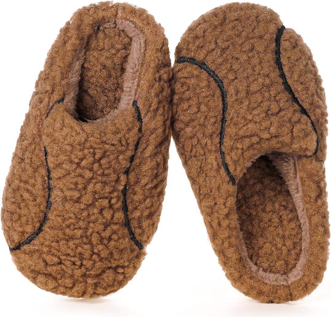 Kids Boys Girls Ball Sports Slippers Soft Plush Lined Winter Warm House Shoes Memory Foam Cozy Non-Slip Indoor Home Bedroom Slippers (12-13 Little Kid)