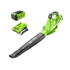 Greenworks 40V Leaf Blower/Sweeper, 150 MPH / 135 CFM, Lightweight, Quiet, with 2.0 Ah Battery and Charger, Perfect for Residential Lawn Care, Leaf Blowing Debris, Dust, Light Snow, and More