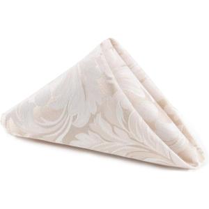 EHouseHome Damask Jacquard Cloth Napkins Waterproof Spillproof Polyester Fabric Napkins Beige, Set of 12, 17 x 17 Inch