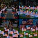 4th of July Decorations Outdoor American Flag Lights, 6-Pack Red White and Blue Solar Stars Lights with 6 USA Flags & 30LED,Bright Patriotic Pathway Lights for Memorial Day Yard Lawn Decor