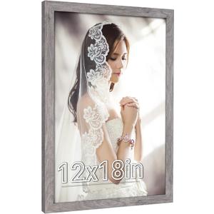 Natural 12x18 Frame Rustic Grey, Retro 18x12 Picture Frame, Gray 12 by 18in Canvas Poster Frame, Large Gallery Concert Portrait Photo Frame, Anniversary/Wedding/Birthday/Thank you/Christmas Gift