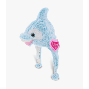 DolliBu Happy Mother's Day Super Soft Blue Dolphin Plush Hat - Cute Stuffed Animal with Pink Heart Message for Best Mommy, Grandma, Wife, Daughter - 19" Inches