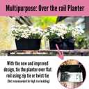 LaLaGreen Railing Planter Box (6 Pack, 12 Inch) Outdoor Black Metal Rectangle Strawberry Hanging Bucket Balcony Garden Fence Deck Flower Pots Boho Countryside Style Patio Living Wall Window Sill Decor