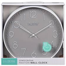 La Crosse Clock 12-Inch Paxton Silent Analog Gray Quartz Wall Clock - 404-3831-INT