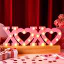 Aurelema Valentine's Day Pink LED XOXO Light up Letters XOXO Neon Light up Sign Wooden Heart Pink Valentines Day Decorations for Valentine's Gift Wedding Birthday Party Decor