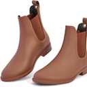 DaeRainy Women's Ankle Rain Boots Waterproof Chelsea Rain Boots Women Short Rain Booties for Outdoor (7.5, Brown)