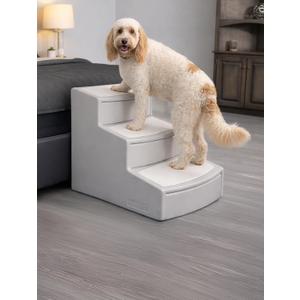 Pet Gear Easy Step III Extra Wide Pet Stairs, 3 Step for Dogs/Cats up to 200 pounds, Removable/Washable Carpet, Easy Assembly (No Tools Required), Sea Salt