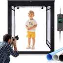 Bi-Color LED Photo Light Box 47x20x55in, Dimmable LEDs Product Photography Lighting Tent with High CRI>98, 3 Colors Backdrops for Large Product Photography (Clothes/Furniture/Artwork)