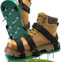 Lawn Aerator Shoes for Lawn, Soil Yard Aerator Tool with Hook & Loop Straps for Effectively Aerating, One Size Fits All Free-Installation Lawn Shoes for Yard Garden Patio Grass (Green)