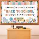 3 x Boho Back to School Classroom Decorations Welcome Back to School Bulletin Board Set Boho First Day Welcome Bulletin Board in Our Back to School Era Cutouts for Office Wall Door Decor Supplies