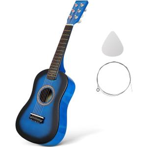 23 Inch Kids Acoustic Guitar, Beginner Folk Guitar, 6-String Wooden Toy for Children, Blue, Ideal for Learning and Entertainment (59.00X19.00X5.90CM)