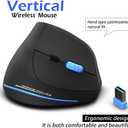 ZLOT Vertical Wireless Mouse,2.4G USB Optical Ergonomic Mice with 3 Adjustable DPI 1000/1600/2400 and 6 Buttons for Laptop, PC, Computer, Desktop, Black