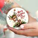 2 x Funny Reindeer Ornaments 2025, Wild Animal Lovers Gifts for Women, Cute Deer Gifts for Friends, Neighbors, Family, Ceramic Ornament for Nature Christmas Decorations