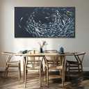 Framed Wall Art,Sea Fish Wall Decor for Living Room,Blue Beach Theme Artwork,Coastal Large Pictures Poster Prints Arts for for Bedroom Dining Room 29"x58"