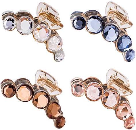 Lawie Clear Gold Blue Brown Crystal Gems Glitter Sparkly Fancy Plastic Octopus Hair Claw Clips Bling Jeweled Jaw Barrettes Hair Grips Clamps Buns Decorative Hair Accessories for Women Girls Two Missing