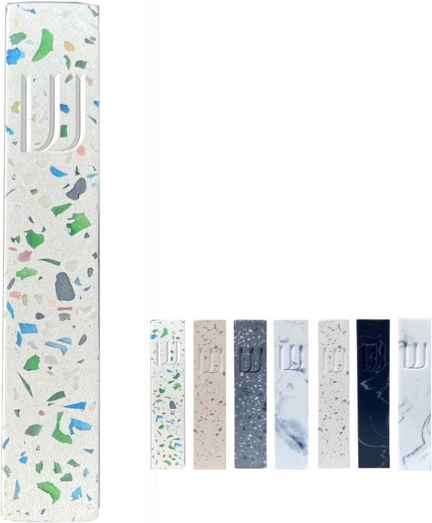 A&S Modern Stone Mezuzah Case Design, Mezuza Cover for Scroll Protection, Easy Peel and Stick Houswarming Gift and Home Blessing (Terrazzo Blue/Green, 7 Inches) A&S Modern Stone Mezuzah Case Design, Mezuza Cover for Scroll Protection, Easy Peel and Stick Houswarming Gift and Home Blessing (Terrazzo Blue/Green, 7 Inches)