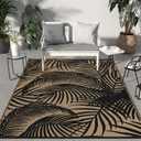 GENIMO Outdoor Rug 8' x 10' Waterproof for Patio Clearance, Reversible Plastic Straw Camping Carpet, Lightweight Mats for Rv, Backyard, Deck, Porch, Picnic, Beach, Balcony, Black & Brown