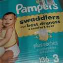 Pampers Swaddlers Diapers, Size 3 (13-26 lbs), 136 Count, Absorbent, Keeps Baby Dry and Comfortable, Skin Safe Disposable Baby Diaper 