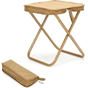 Rugged Portable Folding Stool - 12 Inch Compact Camping Seat for Outdoor, Hiking, Fishing & Gardening, Supports 220LB with Carry Bag