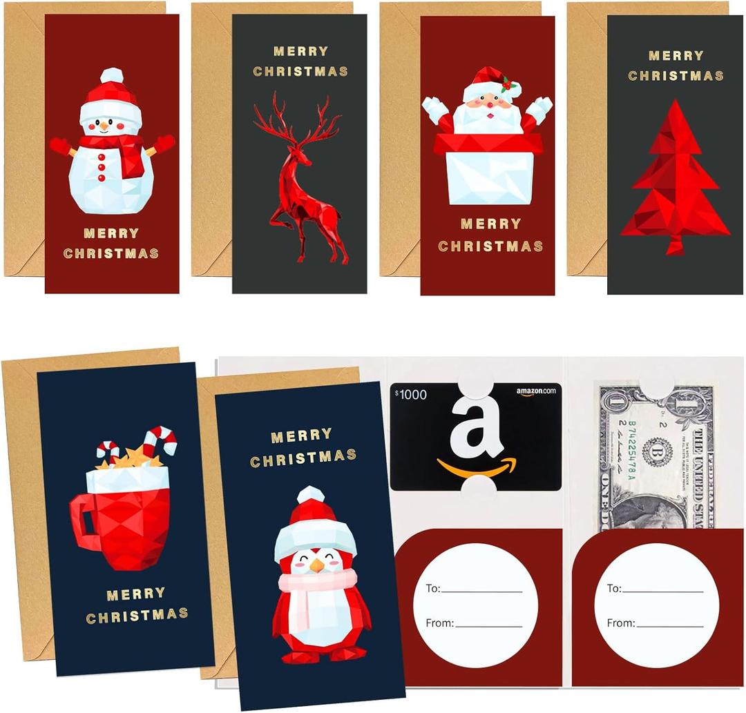 Mczan Christmas Cards Money Holder 72pcs, Merry Christmas Money Holder Cards for Gifting Cash, Happy Holiday Cash Card with Envelopes, Xmas Holiday Gift Giving Ideas - A