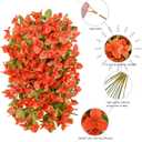 Bougainvillea Artificial Flowers Plants for Outdoors Outside Fall Autumn Decor, 2 pcs Faux Silk Long Trailing Vines UV Resistant Look Real Orange Fake Flowers for Front Door Porch Planter Urn Patio