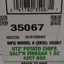 Utz Salt & Vinegar 1 oz. Bags, 42 Count Crispy Fresh Potato Chips, Crunchy Individual Snacks to Go, Cholesterol, Trans-Fat & Gluten Free, Best By: 10/27/2025