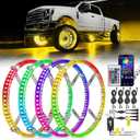 Nilight 4PCS 15.5inch Double Row LED Wheel Ring Lights RGB with APP and Remote Control Neon Lights w/Turn Signal and Braking Function Dual Row for Car Van SUV Truck (15.5inch-Double Row)