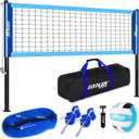 Outdoor Portable Volleyball Net Set with Anti-Sag Winch System,PU Volleyball,Pump,Height Adjustable Steel Poles,Boundary Line and Waterproof Carry Bag for Backyard, Beach, Lawn