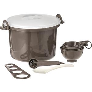 Prep Solutions by Progressive Microwaveable Rice and Pasta Cooker-17 Piece Set Includes Measuring Spoons and Cups, Rice Paddle, Steaming Insert, Pasta Measurer and Locking Lid-12 Cup Capacity BPA FREE, Gray Prep Solutions by Progressive Microwaveable Rice and Pasta Cooker-17 Piece Set Includes Measuring Spoons and Cups, Rice Paddle, Steaming Insert, Pasta Measurer and Locking Lid-12 Cup Capacity BPA FREE, Gray