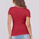ANRABESS Women Short Sleeve Tops Scoop Neck Ribbed Knit Slim Fitted Basic Tee Shirt Casual Summer Clothes 2026 Spring Outfits (Red, M)